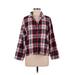 Ambrielle Long Sleeve Button Down Shirt: Red Plaid Tops - Women's Size Medium