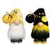 LONGRV 2 Pack Spring Bumble Bee Gnomes Honey Bee Spring Decorations for Home Farmhouse Kitchen Bee Day Party Decorations Scandinavian Tomte Nisse Dwarf Figurines