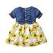 ZRBYWB Kids Girl Clothes Little Girl Dress Short Sleeve Summer Dress Little Girl Sunflower Print Floral Dress Blue Party Dress