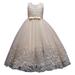 Flower Lace Dress Wedding Bridesmaid Pageant Party Formal Long Maxi Gown Big First Birthday Dance Prom Sequin Bowknot Puffy Tulle Dresses Child Sundress Kids Dailywear