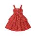 kpoplk Girls Dresses Girl s Cute Love Polka Dots Strap Summer Dress for Casual Floral Sundress Girls Clothes Toddler Dresses(Red 3-4 Y)