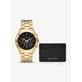 Michael Kors Oversized Slim Runway Watch and Card Case Gift Set Black One Size