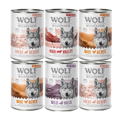 6 x 400 g Freiland Fleisch Mix Wolf of Wilderness Nassfutter