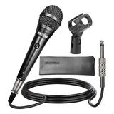5 Core Microphone Professional Dynamic Karaoke XLR Wired Mic w ON/OFF Switch Pop Filter Cardioid Unidirectional Pickup MicrÃ³fono -ND 58 BLK