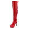 Overkneestiefel "High-Heel-Stiefelette mit Plateau", Damen, Gr. 37, rot, Obermaterial: 100% Lederimitat. Futter: 100% Textilmaterial. Decksohle: 100% Lederimitat. Laufsohle: 100% Synthetik, LASCANA BELLE AFFAIRE, sexy, Schuhe Reißverschlussstiefel...