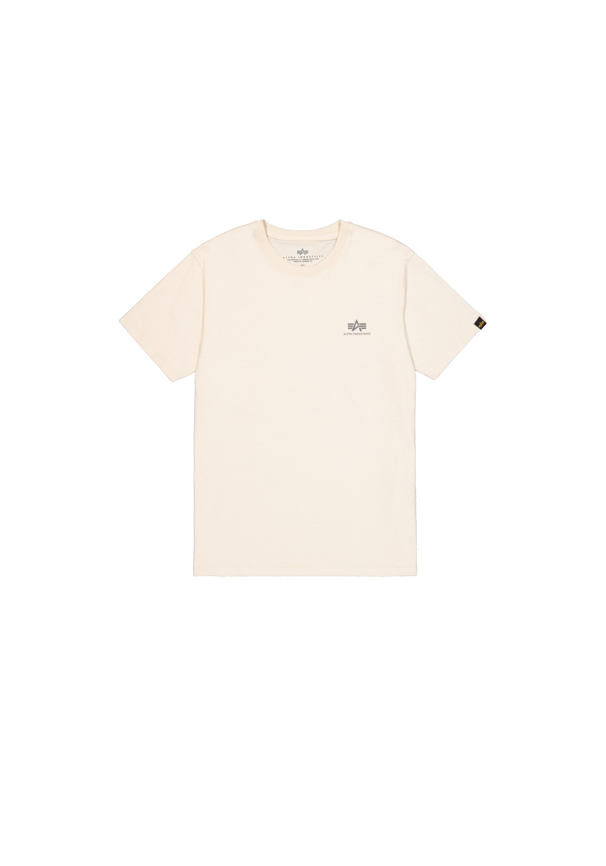 T-Shirt ALPHA INDUSTRIES "Backprint T-Shirt", Herren, Gr. M, weiß (jet stream weiß), Obermaterial: 100% Baumwolle, Shirts Image