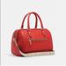 Coach Bags | Coach Ch322 Rowan Satchel Bag Signature Canvas Detail Red Crossgrain Leather | Color: Red | Size: Os