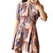 Free People Dresses | Free People Boho Floral Print Keyhole Front Short Sleeve Mini Dress Size 4 | Color: Pink | Size: 4