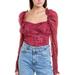 Free People Tops | New Free People Brunch Date Floral Combo Bodysuit In Red Combo Size Medium | Color: Red | Size: M