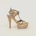 Gucci Shoes | Gucci Metallic Silver Leather Platform Sandals | Color: Silver/Tan | Size: 35eu