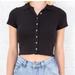 Brandy Melville Tops | Black Brandy Melville Caroline Top Button Up Crop Top | Color: Black | Size: S