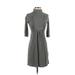 Lewis Cho Casual Dress - A-Line Turtleneck 3/4 sleeves: Gray Print Dresses - Women's Size P