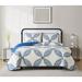 Cannon Blue/Cream Quilt Set Microfiber/Cotton in White | King Quilt + 2 King Pillow Shams | Wayfair QS5460KG-2300