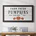 Trinx Farm Fresh Pumpkins - Single Picture Frame Print on Canvas Canvas, Solid Wood in Gray/Orange | 29 H x 53 W x 2.5 D in | Wayfair
