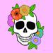 Trinx Hayan Day Of The Dead Skull Glam - Wrapped Canvas Print Canvas in Green/Pink/White | 30 H x 30 W x 1.25 D in | Wayfair