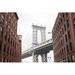 Ebern Designs Brooklyn Bridge At New York City by - Wrapped Canvas Photograph Metal in Brown | 32 H x 48 W x 1.25 D in | Wayfair