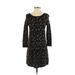 Express Casual Dress - Shift Scoop Neck 3/4 sleeves: Black Dresses - Women's Size X-Small