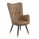 Fauteuil capitonné en tissu vintage rétro pieds points dorés