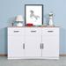 White Buffet Cabinet with Storage, Kitchen Sideboard with 3 Doors and 3 Drawers