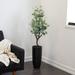 Green Faux Foliage Eucalyptus Artificial Tree with Realistic Leaves and Black Plastic Pot