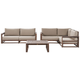 Gartensofa Set mit Couchtisch Dunkelbraun Akazienholz Auflagen Taupe Retro Landhaus Stil 2-Sitzer Sofa und Ecksofa mit Tisch Terrasse Outdoor