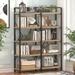 Bookshelf, Industrial 5 Tier, Rustic Wood Etagere Bookcase, Metal Tall Book Shelf with Large Open Shelving Unit