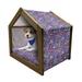 Navy and Blush Pet House Pattern Based on Traditional Elements Paisley Old Fashioned Floral Outdoor & Indoor Portable Dog Kennel with Pillow and Cover 5 Sizes Multicolor by Ambesonne