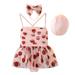 Girls Swimsuits 2 Piece High Waisted Summer Pink Quick Drying Strawberry Printed Mesh Princess Suit Dress Little Girls Bathing Suits Size 110