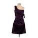 As U Wish Cocktail Dress - A-Line One Shoulder Sleeveless: Purple Print Dresses - Women's Size 3