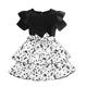 ZRBYWB Girls Dresses Children Layered Skirt Floral Print Ruffle Cake Skirt Two Piece Set Baby Girl Clothes