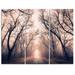 Design Art Road Through Mystical Dark Forest - 3 Piece Graphic Art on Wrapped Canvas Set