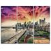 Design Art FDR Drive and Manhattan Skyline - 3 Piece Graphic Art on Wrapped Canvas Set