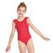 Girls Swimsuits 2 Piece High Waisted One Piece Polka Dot Pattern Round Neck With Ruffled Edge Swimwear Little Girls Bathing Suits Size 140