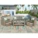 Patio Furniture Sets Outdoor Conversation Set 4 Piece All Weather Wicker Sofa Sectional with Ottomans and Cushions for Garden Backyard Deck Gray