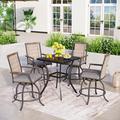 Modern Metal Patio Bar Set with Cushioned Swivel Stools 5-piece - Grey