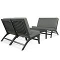 Outdoor Wood Furniture Set Acacia Wood Frame Loveseat Sofa 2 Single Chairs and Coffee Table 4 Pieces Conversation Set with Cushions Garden Balcony Poolside Outdoor Living Set Gray