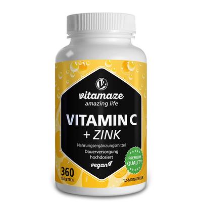Vitamin C 1000 mg hochdosiert+Zink vegan Tabletten 360 St Image