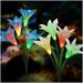 Solar Lights Outdoor - New Upgraded Solar Garden Lights Multi-Color Changing Lily Solar Flower Lights for Patio Yard Decoration Bigger Flower and Wider Solar Panel (2 Pack)