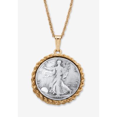 Men's Big & Tall Genuine Half Dollar Pendant Necklace In Yellow Goldtone by PalmBeach Jewelry in 1938