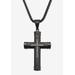 Men's Big & Tall Men'S Crystal Black Ion-Plated Stainless Steel Cross Mens Necklace 26 Inch Jewelry by KingSize in White