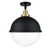 Innovations Lighting Caden Hampden - 1 Light 13 Flush Mount Clear/Black Antique Brass