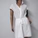 J. Crew Dresses | J.Crew Mercantile Short Sleeve Eyelet Dress Collared Elastic Waist Bow Size S | Color: White | Size: S