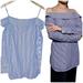 Anthropologie Tops | Guest Editor Anthropologie | Women | Off Shoulder Pinstriped Top | Medium | Color: Blue/White | Size: M