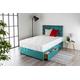 Home Furnishings UK Chenille Divan Bed Set with a 1000 Pocket Sprung Mattress and Matching Buttoned Headboard (4 Drawers) (5FT King Size, Teal)