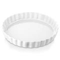LOVECASA Porcelain Quiche Baking Dish, 10 Inch Reusable Pie Pan Quiche Pan, Non-Stick Round Pie Dish, Tart Pan with Ruffled Edge, Pie Pan for Pies | Microwave, Dishwasher, and Oven Safe (White)