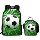 HUGS IDEA Children School Bag Set Cool Soccer Backpack with Thermal Lunch Bag 2 Pcs