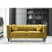 House of Hampton® Gympie 75.98" Velvet Rolled Arm Chesterfield Sofa Velvet in Yellow | 31.89 H x 75.98 W x 31.5 D in | Wayfair