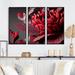 Red Barrel Studio® Blossoming Rose in Red & Gray II - 3 Piece Print on Canvas in White | 20 H x 36 W x 1 D in | Wayfair