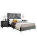 Mercer41 Talapoosa 3 Piece Bedroom Set w/ Upholstered Headboard & Two Nightstands Upholstered, Wood in Gray | 55.12 H x 66.93 W x 87.4 D in | Wayfair