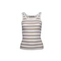 Women's Brown Striped Ribbed Vest Tank Top - Beige Small Bee & Alpaca